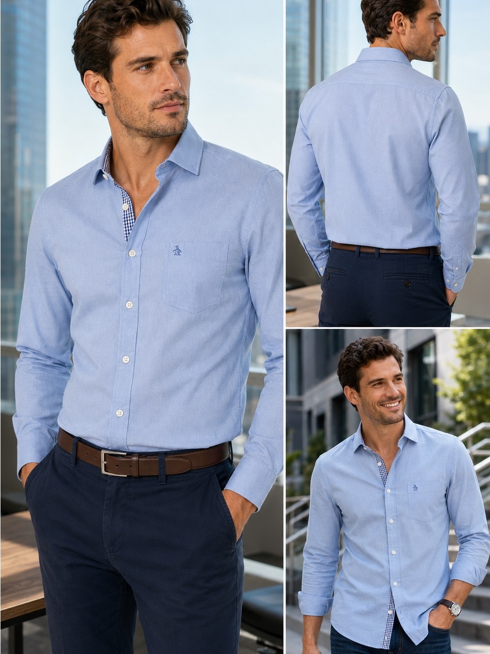 Original Penguin Heritage Slim Fit Dress Shirt – Light Blue – Men’s 15.5 / 33